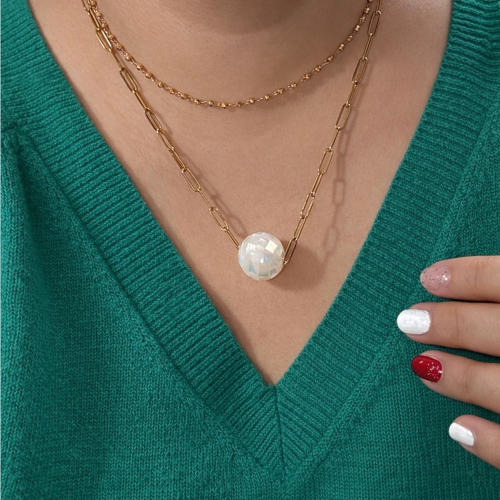 Handmade Large Mother Of Pearl   Statement  Necklace